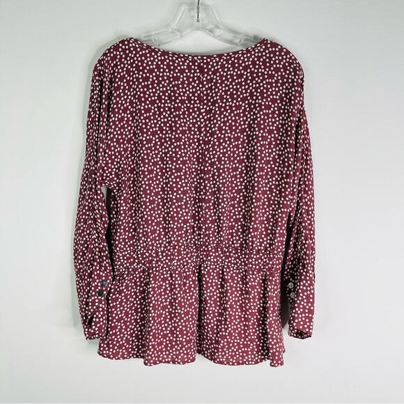 Express pink white polka dot popover peplum preppy office top medium - Picture 6 of 7